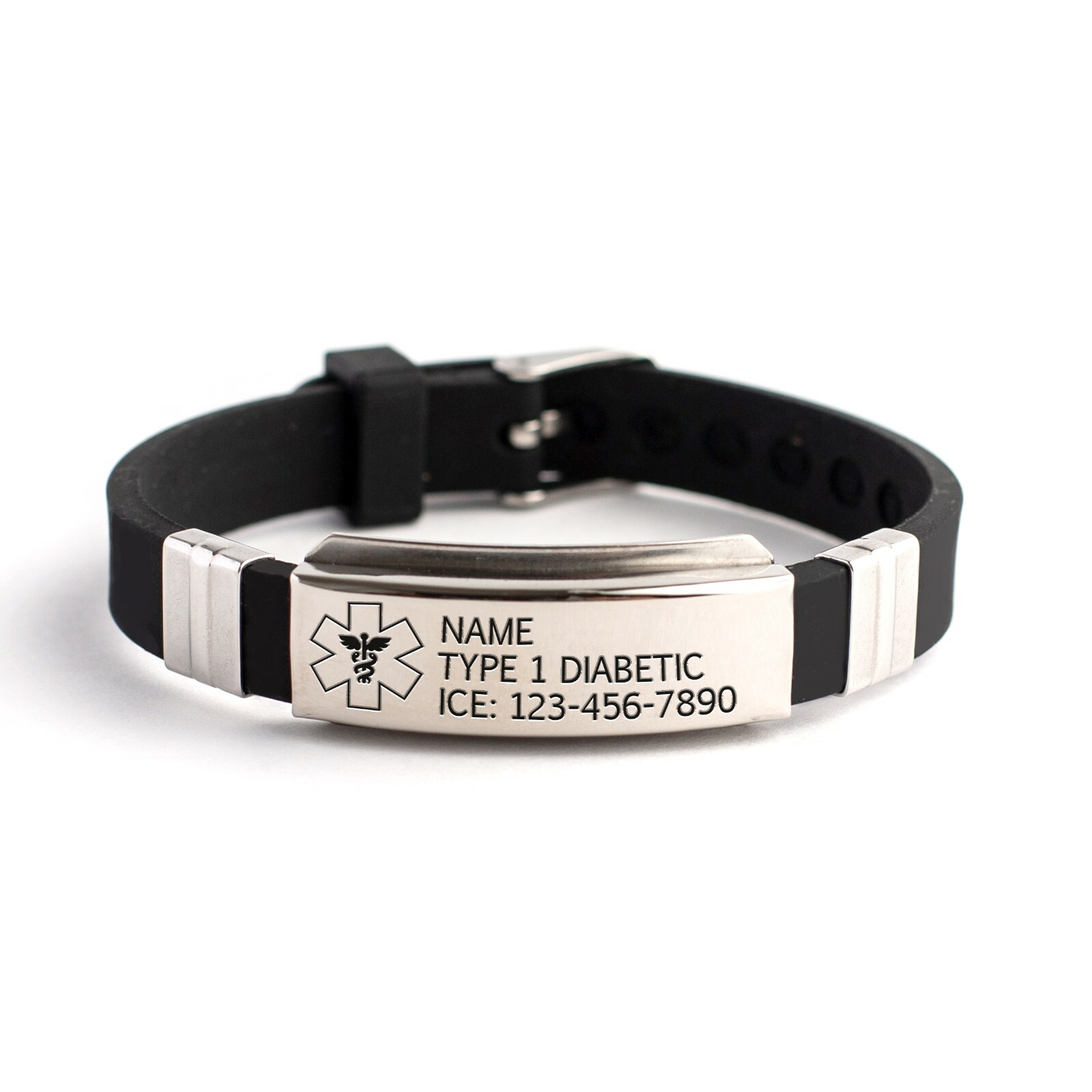 Personalized Emergency Medical Alert Id Bracelet Engraved Steel adjustable bangl