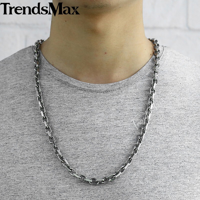 Mens Chain Silver Stainless Steel CABLE Link Necklace Bracelet Jewelry Set 7-26″