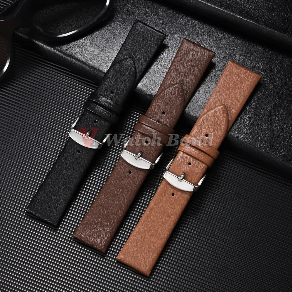 Leather Watch Strap for Skagen 18mm 20mm 22mm Silver Pin Buckle Band