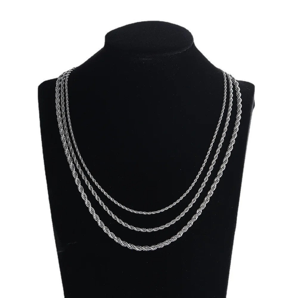 2/3/4/5/6mm Stainless Steel Women Men Rope Chains Necklaces 16-30”