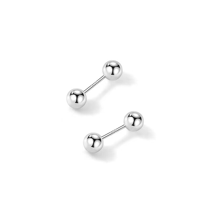 Womens Small Tiny Round Ball Screw Back Stud Earrings Surgical Steel 3/4/5mm