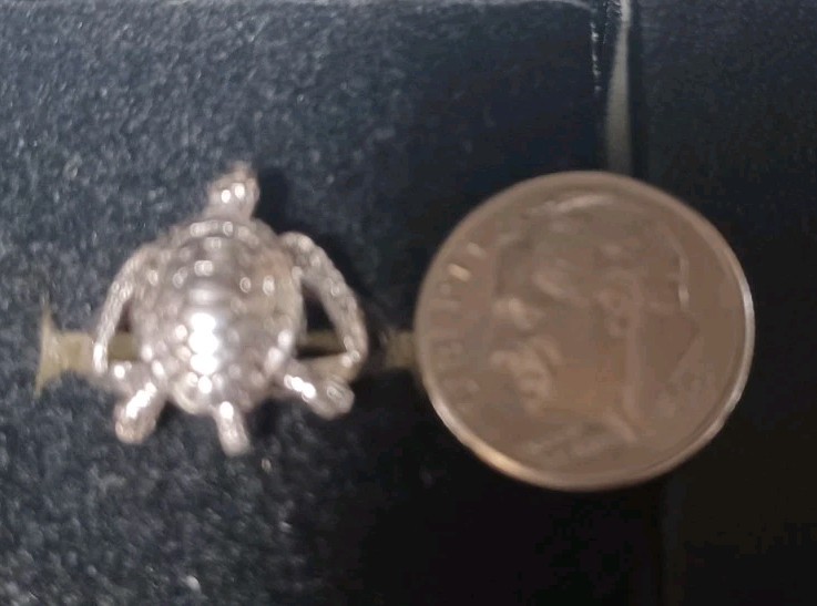 Sterling Silver Thailand Turtle W/Moving Parts Ring SZ 6.75 2gm