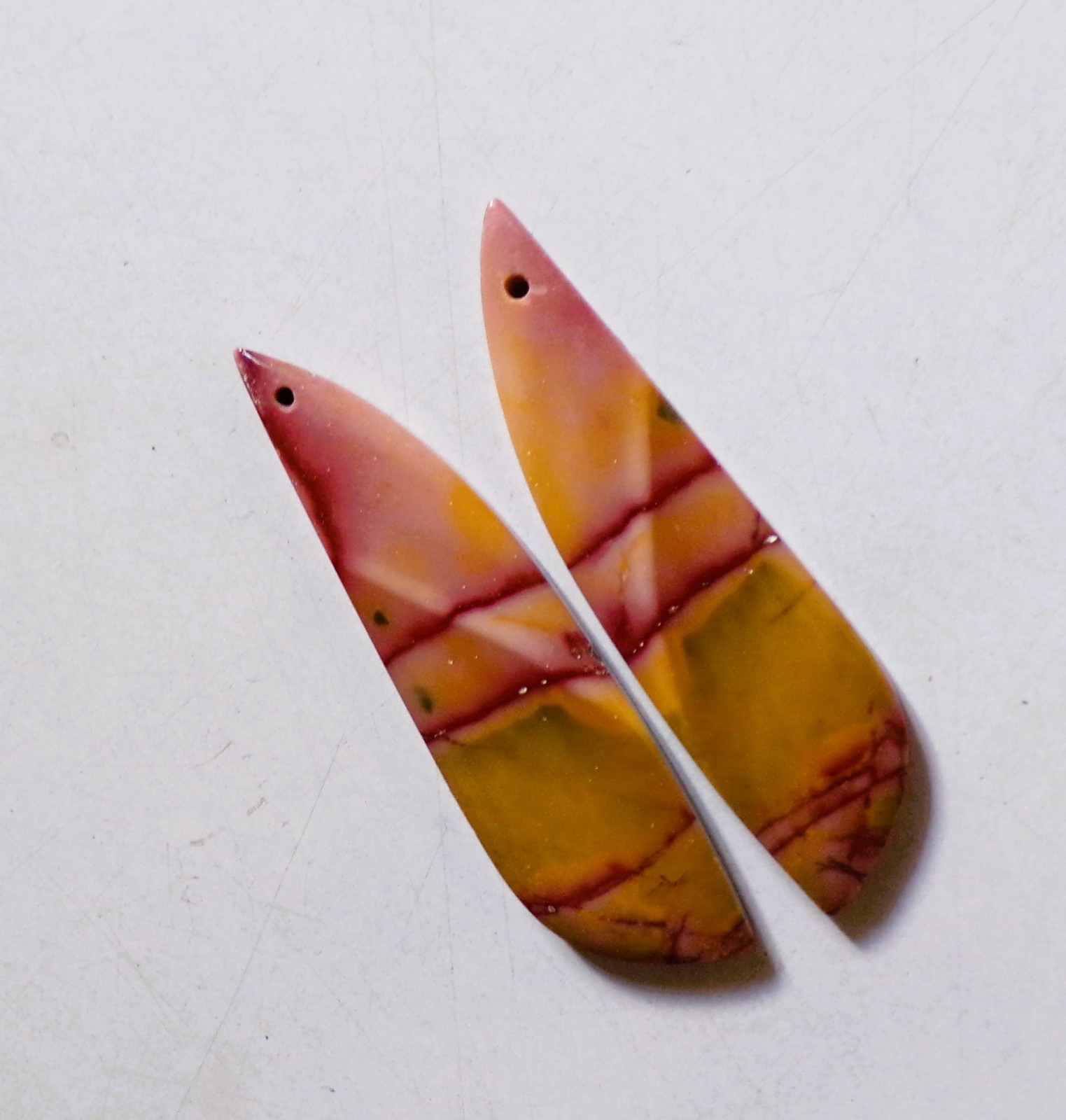 40.25 Cts Natural Mookaite Drilled Cabochon Match Pair Gemstone 48.3X12.3MM 55