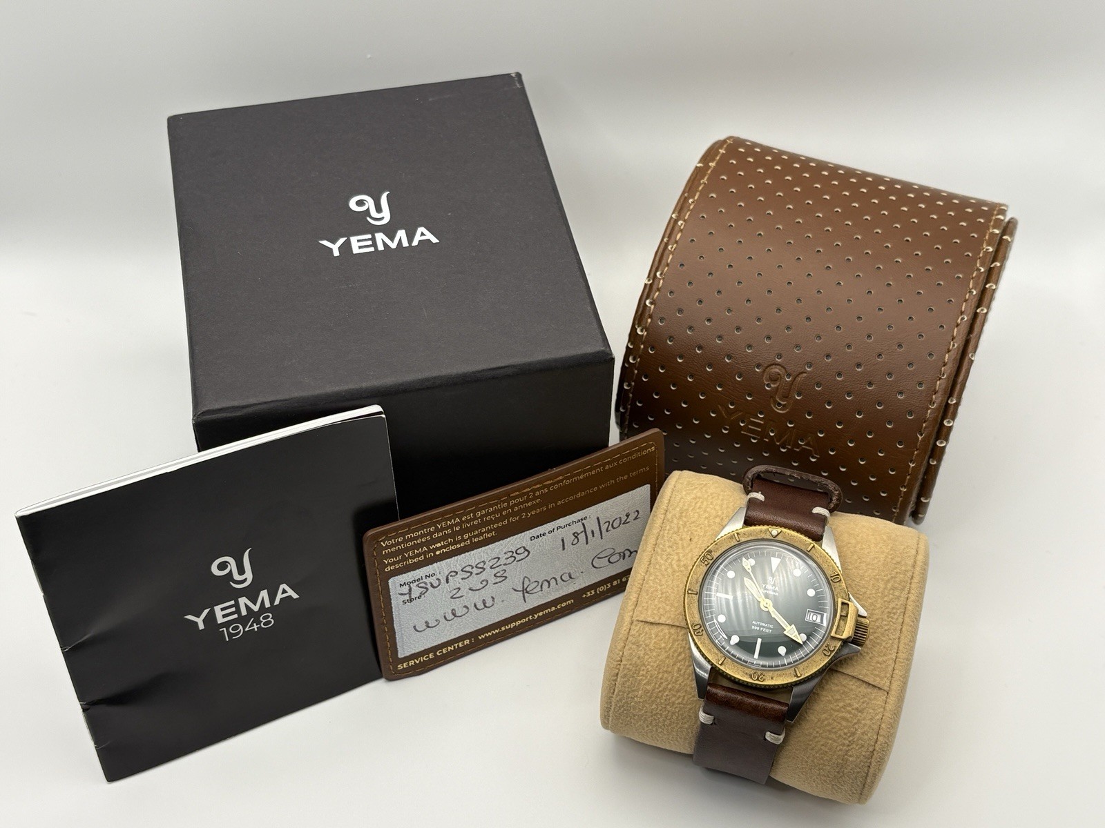 YEMA Superman Bronze Steel Limited Edition Watch with Leather Strap