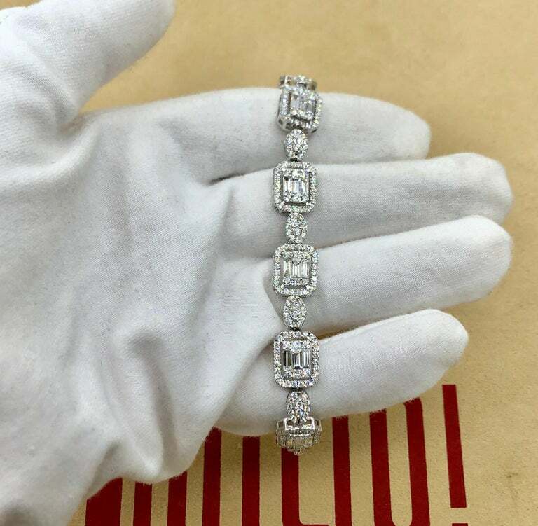 6.50CT Mixed Shapes Including Princess, Round & Baguette Cut CZ Wedding Bracelet