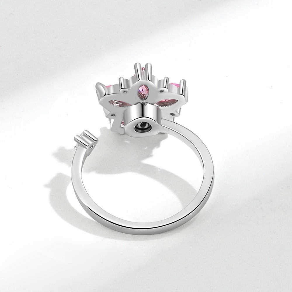 Cherry Blossom Flower Fidget Spinner Ring in Solid Copper