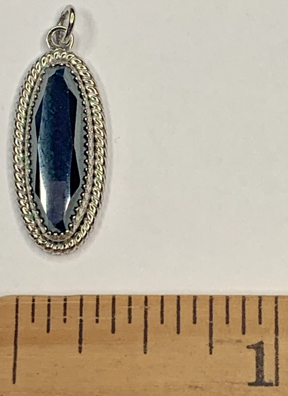 Vintage Signed WMCO Wheeler Navajo Sterling 925 Faceted Hematite 1” Pendant 3G