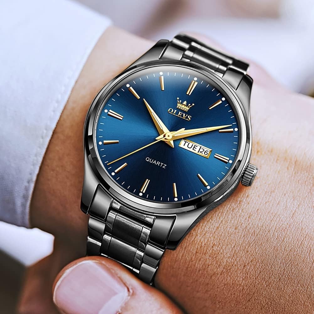 Men’s Casual Luminous Watch – Waterproof, Stylish Blue and Black Design