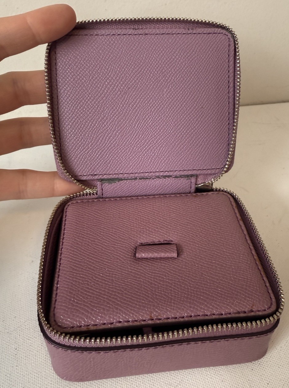 Coach Travel Jewelry Case Purple Pink Metallic Glitter Zip Up