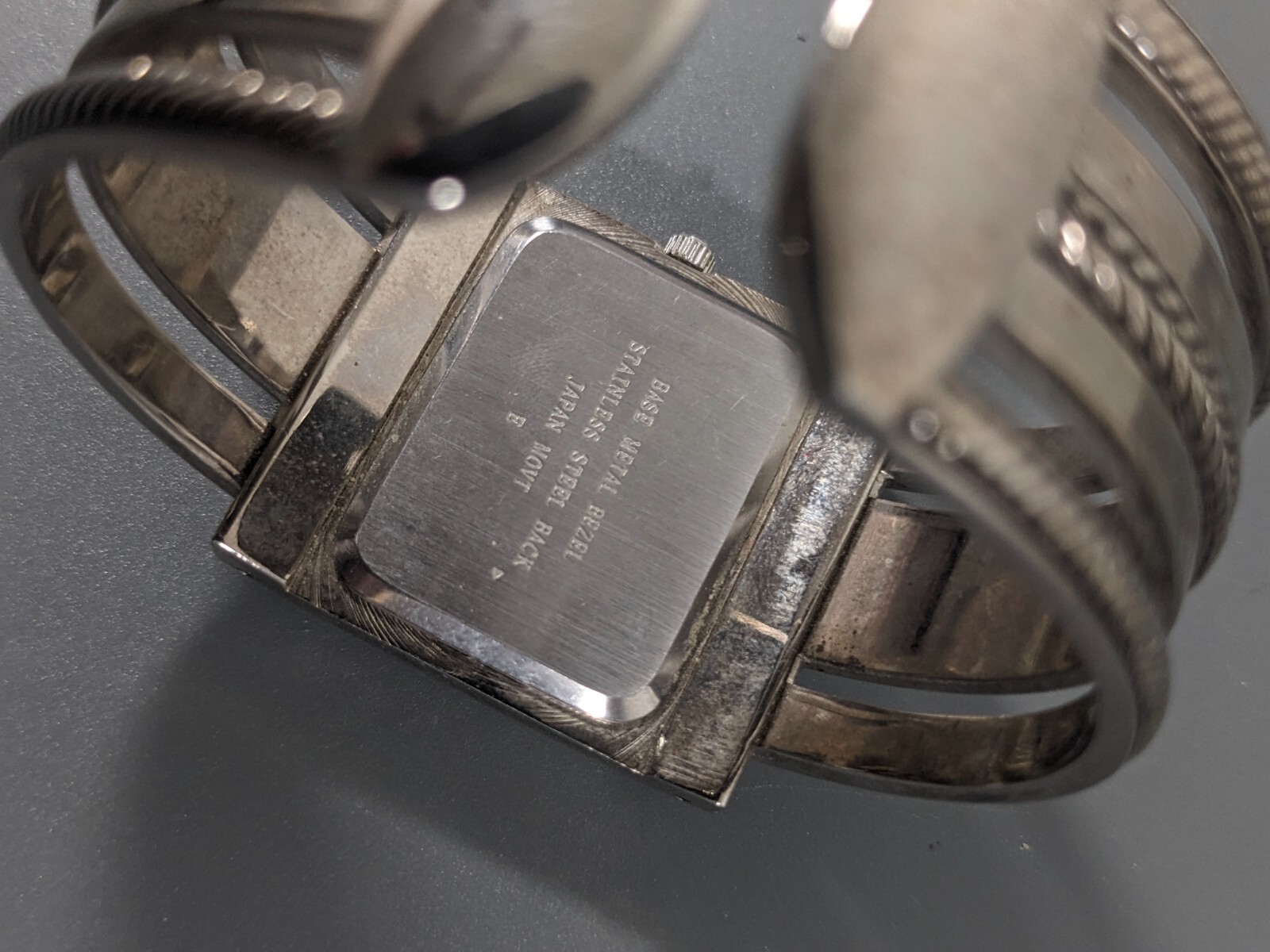 Premier Designs Silver Tone Dial Rectangle Case Hinge Bracelet Band Watch 5.5 in