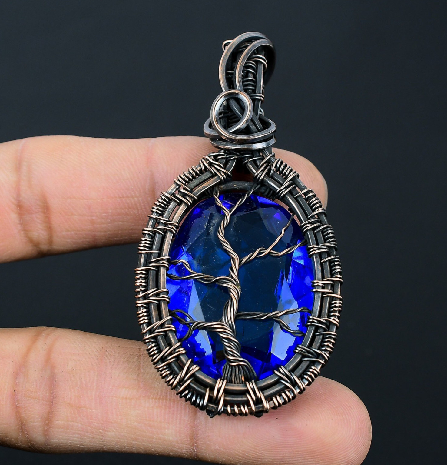Tanzanite Handmade Gemstone Beautiful Tree Of Life Copper Wire Wrapped Pendant