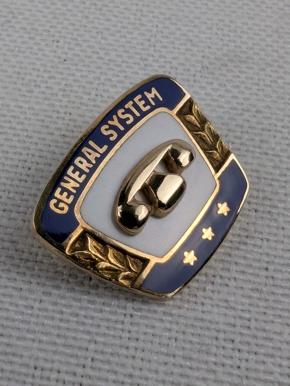 Vintage General System GTE Three Star Pin 10K Gold Emblem 2.08g