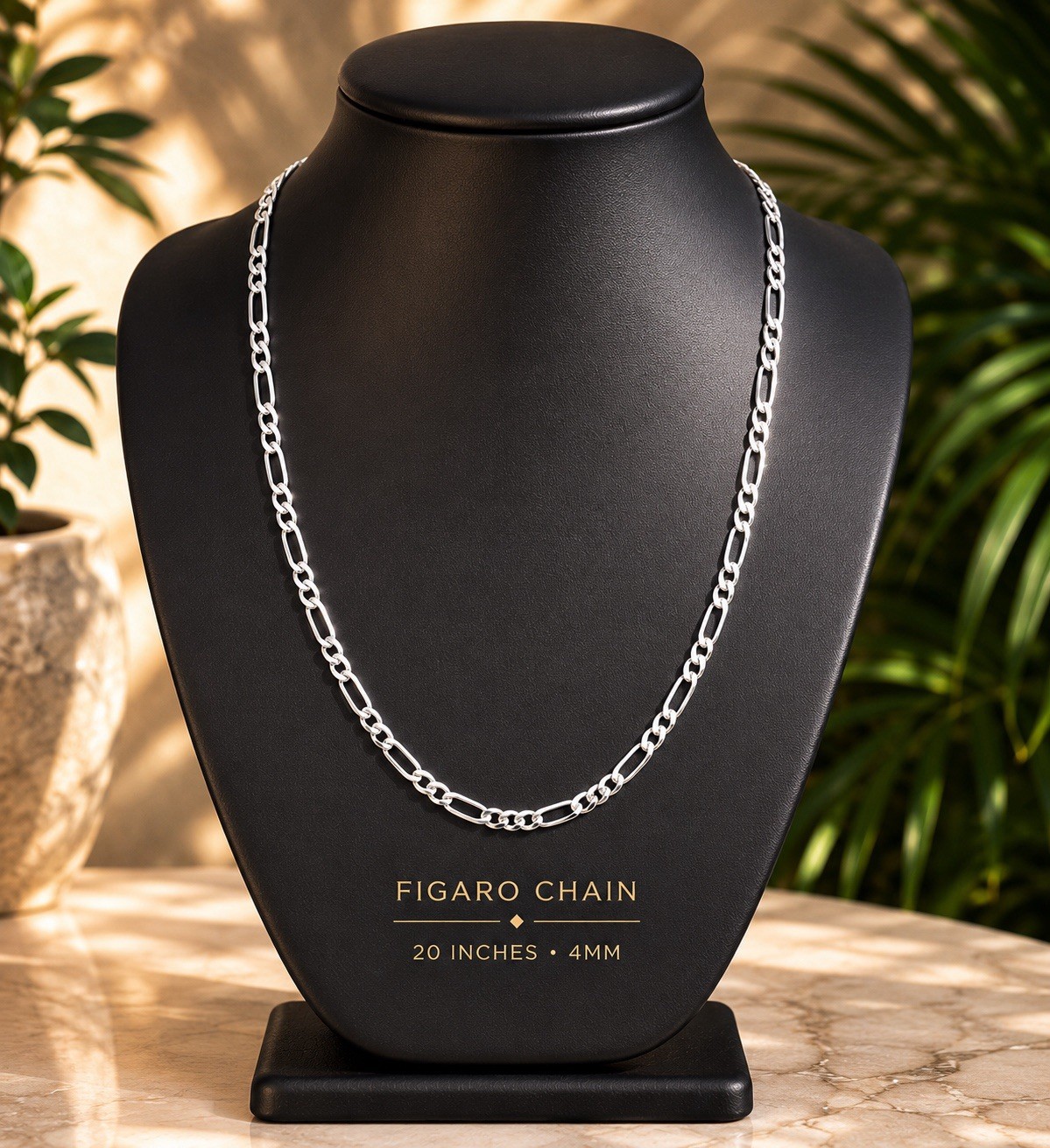 Real 925 italy Sterling Silver Figaro Solid Chain Necklace 18,22,24,30