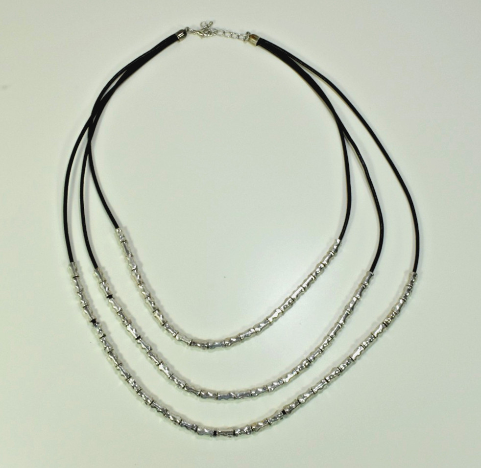 Scooter Bijoux – Women’s Eva Multi-String Necklace In Cord And Silver