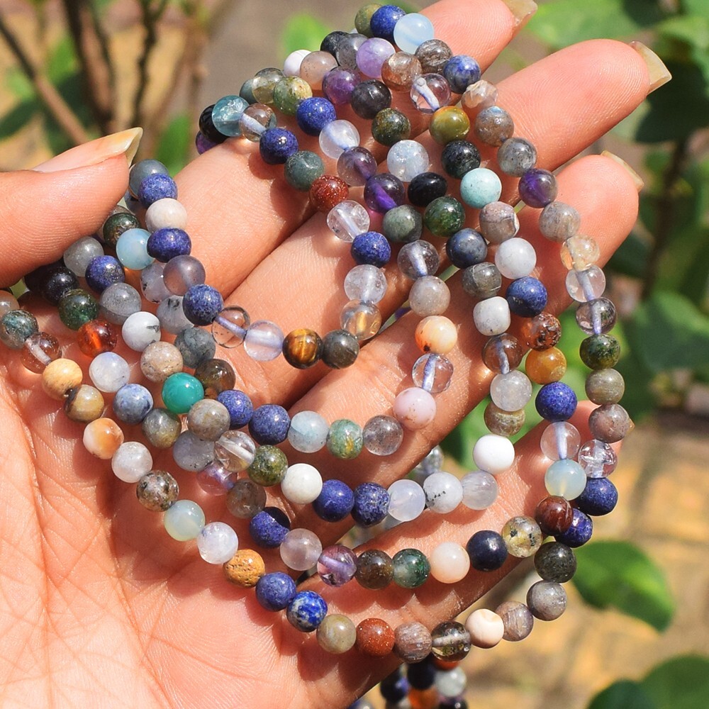 5 Strand 485 Cts Mix Gem Round Shape Beaded Womens Necklace Jewelry AK 40 E550