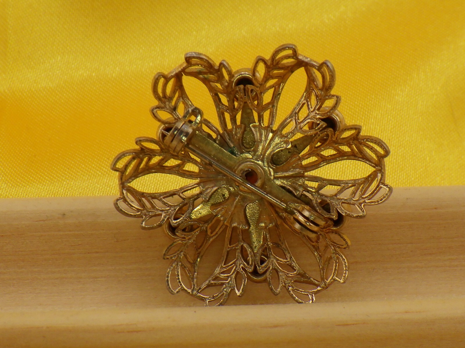 Faux Amethyst and Opal Brooch Vintage Costume Jewelry Pin Pinback Button