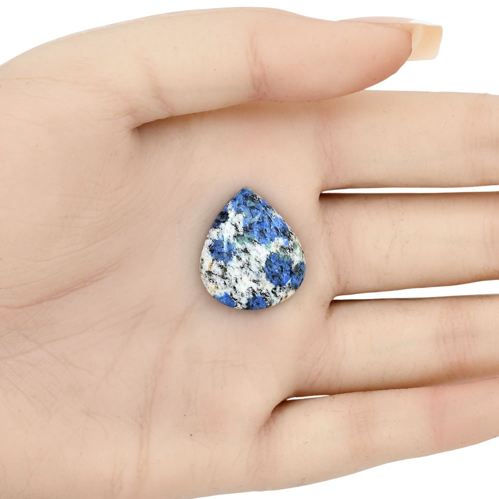 Natural K2 Blue – Azurite In Quartz 22.61×19.2×4.3 mm Pear Gemstone LS03437-57