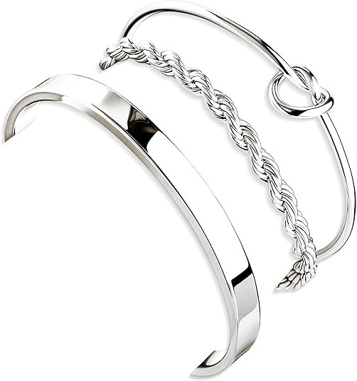 925 Sterling Silver Bracelets for Women Stack, Trendy Tennis Bangle Cuff Jewelry