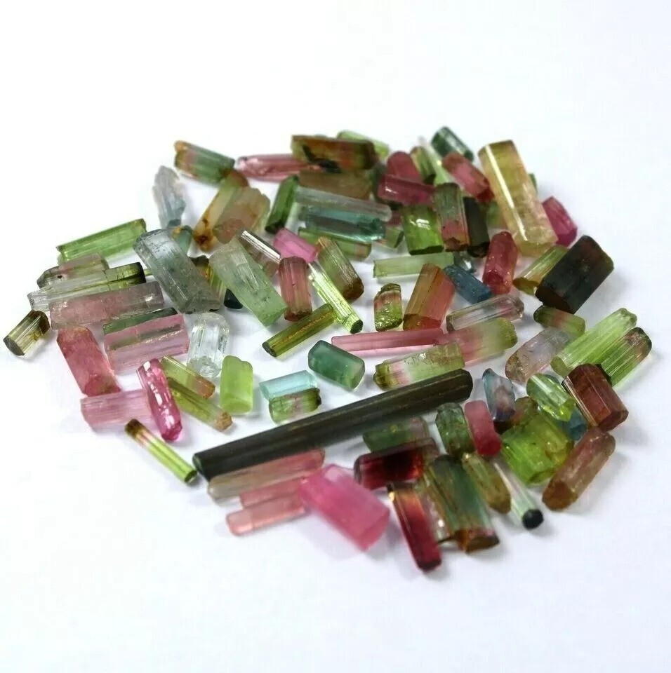 Natural 150 Ct Tourmaline Pencil Bi-Color/Multicolor Rough Lot Loose Gemstone