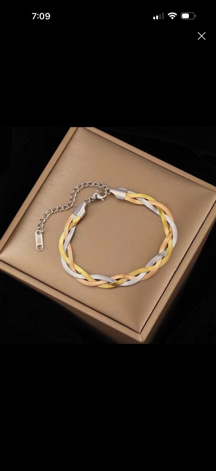 Braided Stainless Steel Chain Bracelet Silver Gold Rose Gold Lobster Clasp