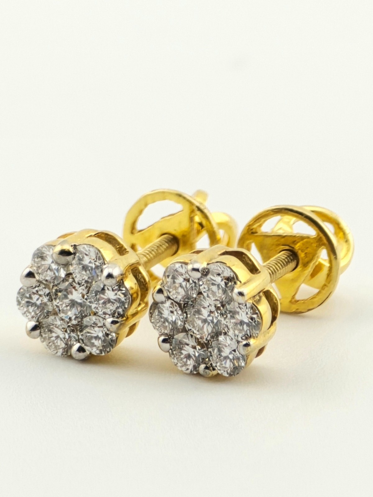 18KY DIAMOND ~0.60CTW ~G COLOR ~VS CLARITY CLUSTER EAR STUDS – 894114