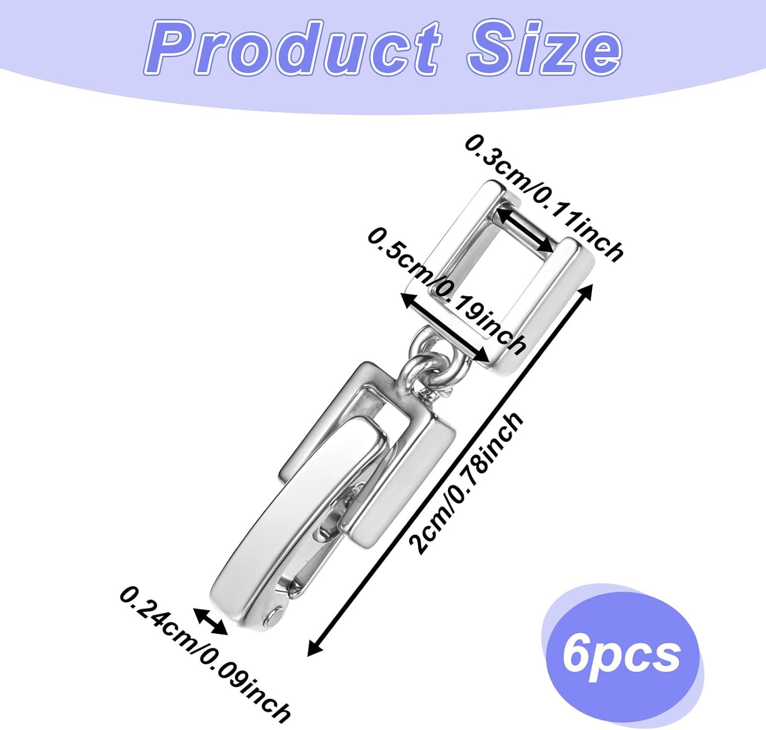 6 Pcs Silver Watch Extender Clasp Fold over Clasp Necklace Bracelet Extenders fo