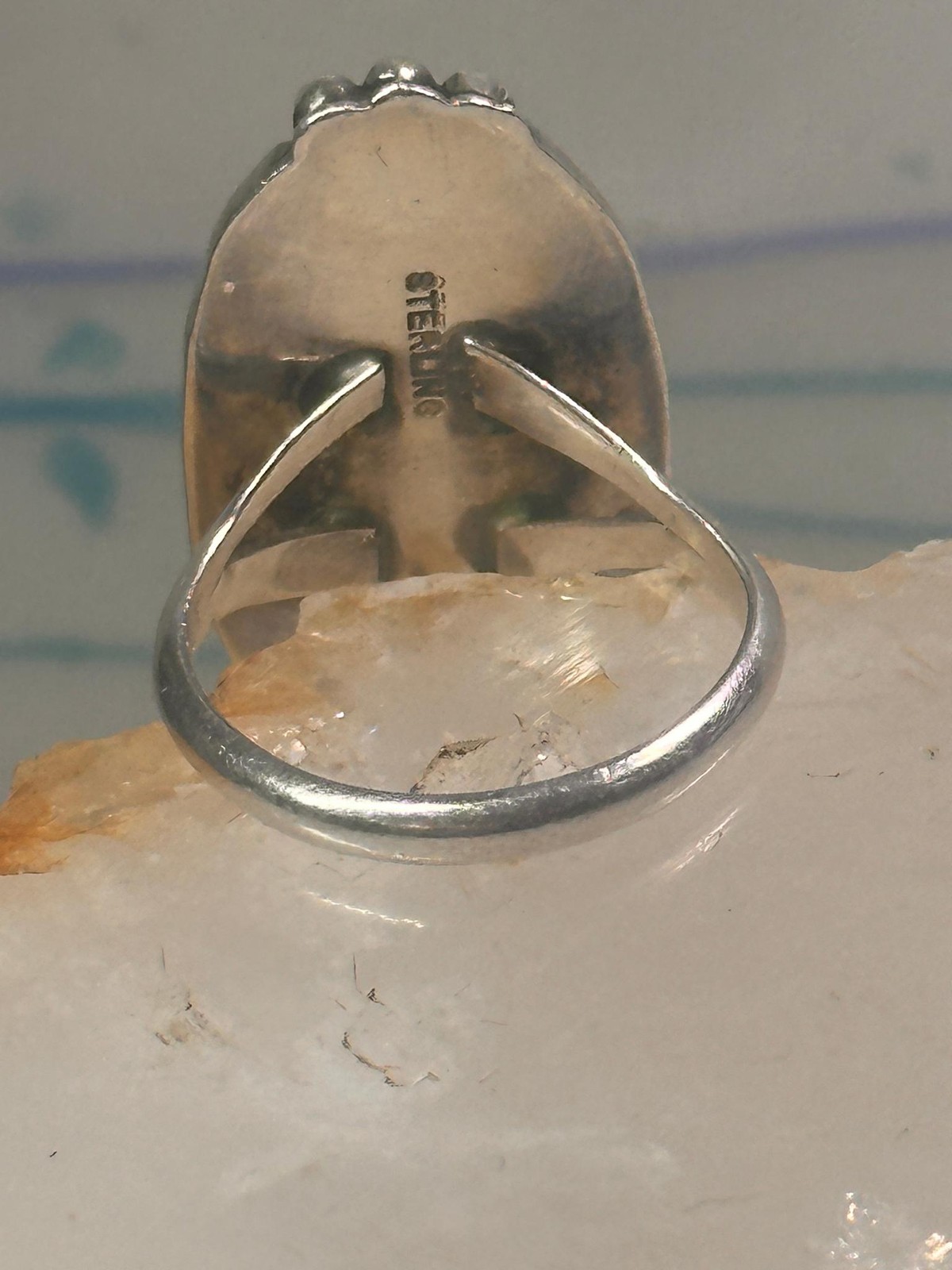 Navajo Ring Long Onyx size 6.5 sterling silver women girls signed LY