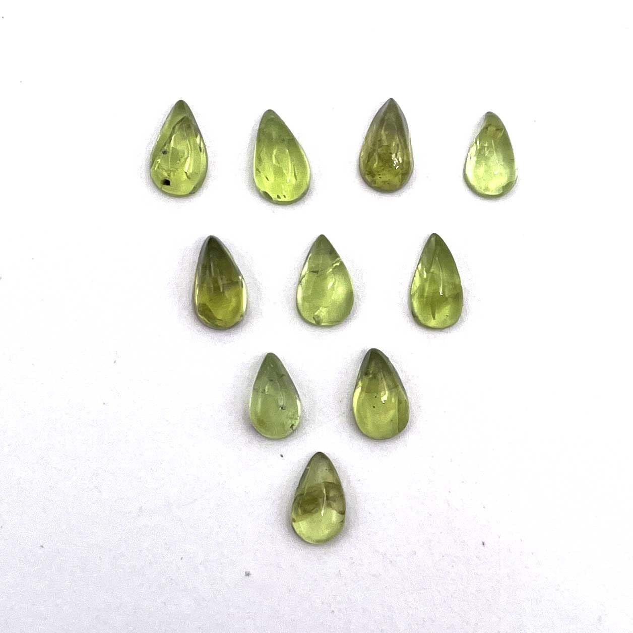 Natural Peridot Pear Cabochon Loose Gemstone Lot 37 Pcs 3.5*7-4.5*8 MM 30 CT