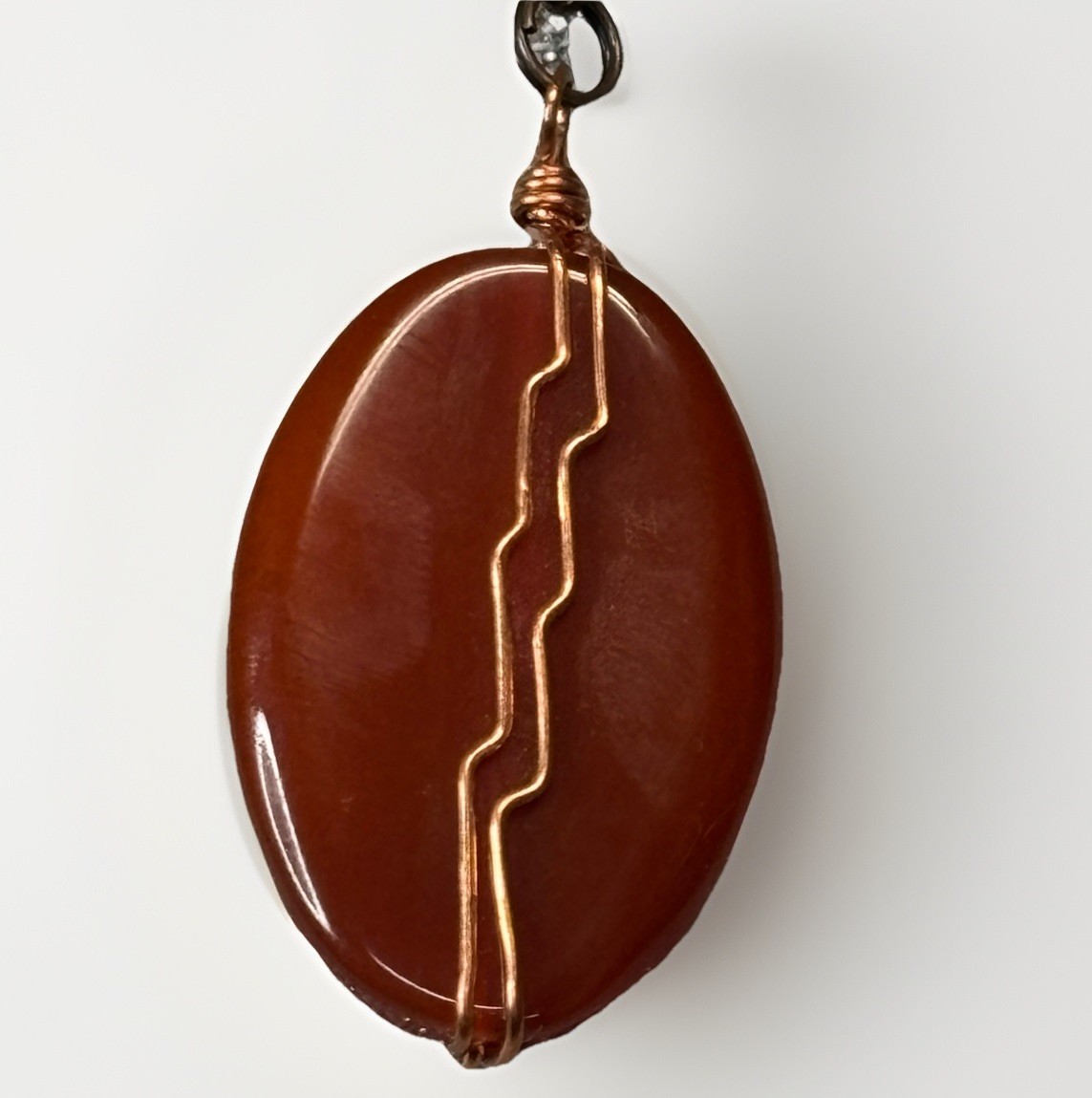 Copper Wrapped Carnelian Pendant with 18.5in Chain Necklace #5417