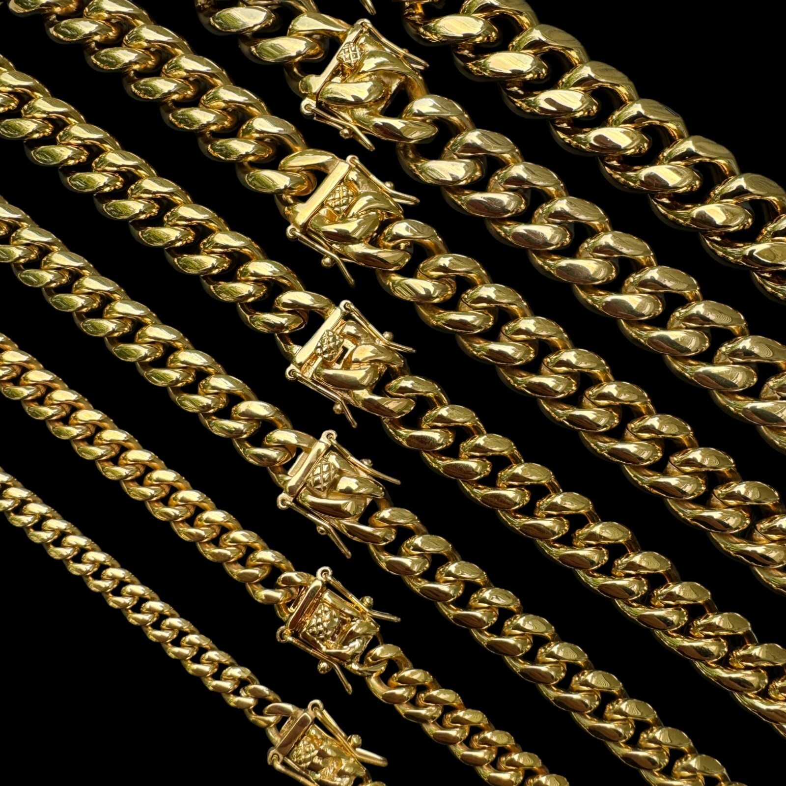 Miami Cuban Link Chain Necklace Bracelet 18k Gold Plated Stainless Steel 6-18mm