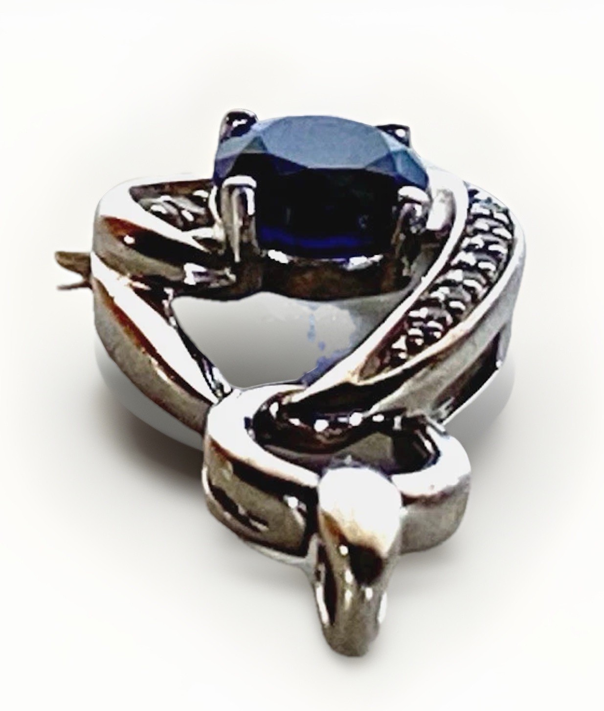 Vintage 2 gram Sapphire, CZ and Sterling Silver Pendant, 3/4″ by 1/2″