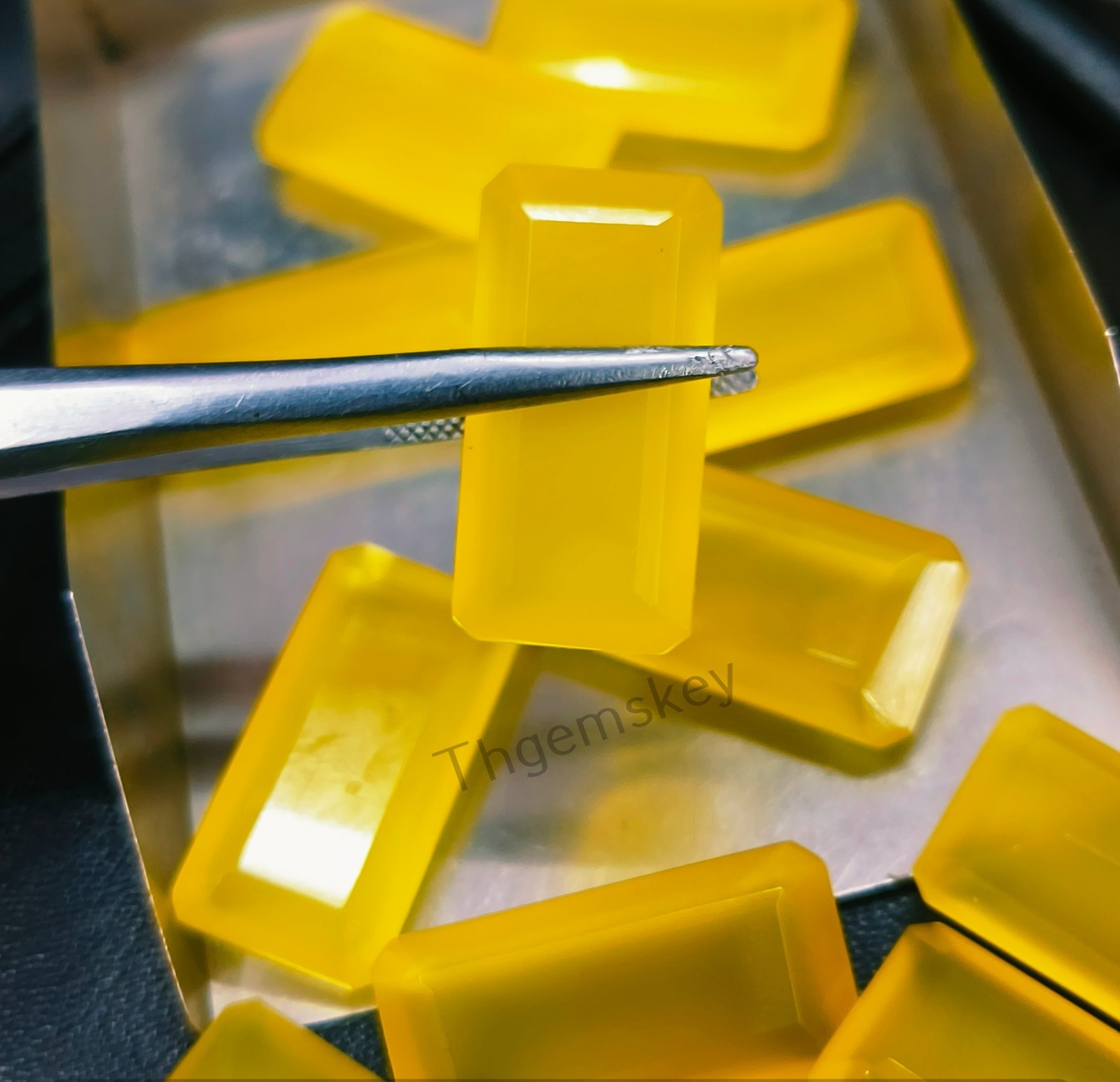 Natural Yellow Chalcedony Faceted Cut Long Octagon Gemstone 6x12mm-15x30mm