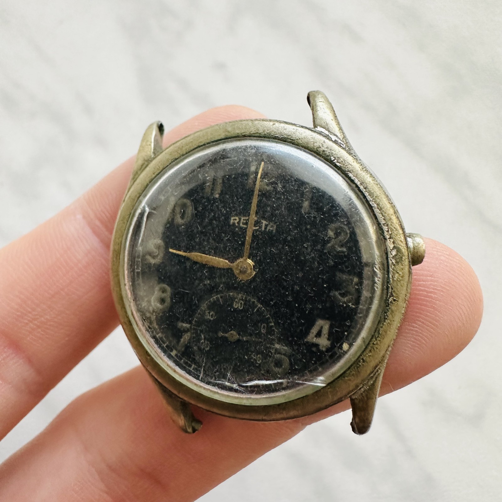 WWII RECTA no DH Military REPAIR vtg Swiss Watch ww2 40’s Mechanical Luftwaffe