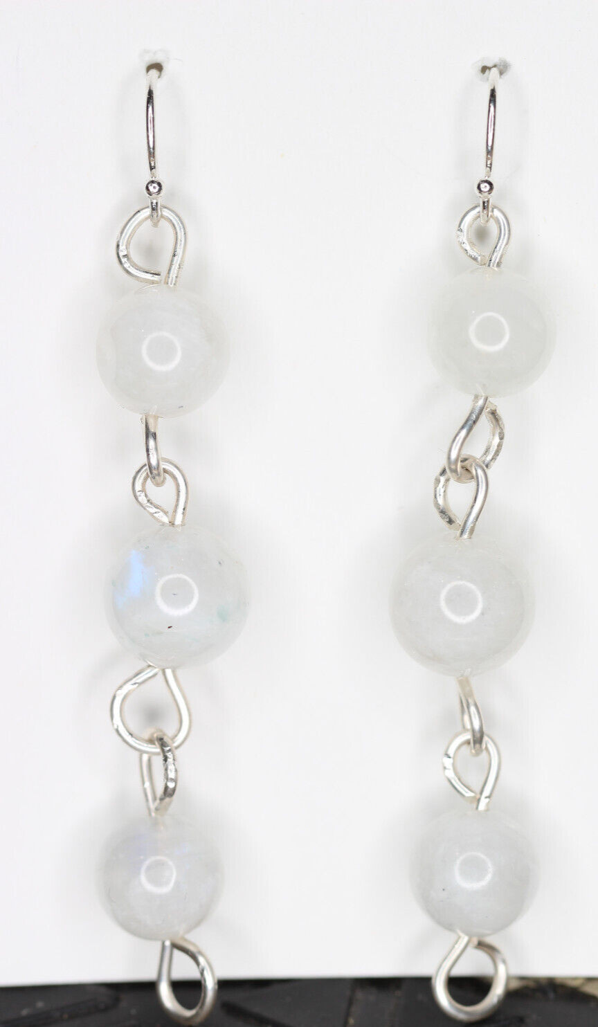 Moonstone Natural White 8mm & 10mm Gemstone .925 Sterling Silver Earrings 2.50″