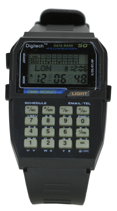 50 memory data bank calculator watch