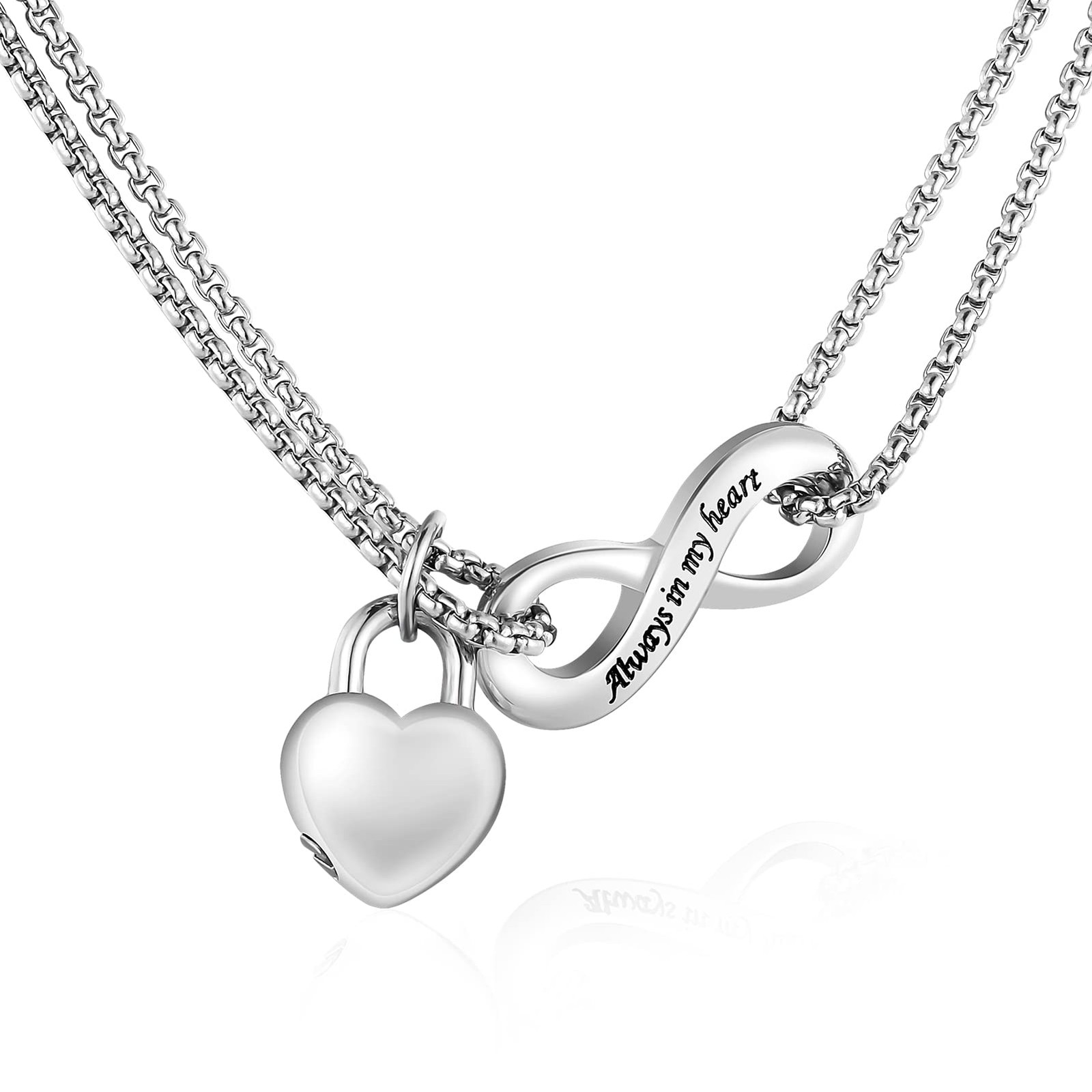 Infinity Urn Necklace for Human Ashes Always in My Heart Cremation Necklace S…