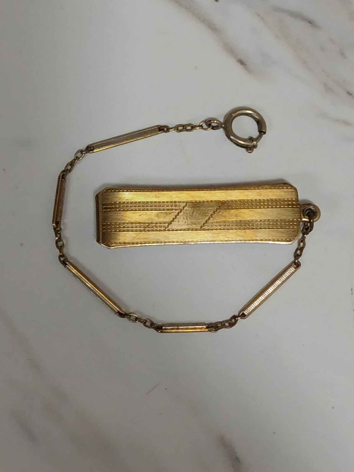 ANTIQUE 1930’s Lustern Gold Filled Mens Belt Loop Watch Chain