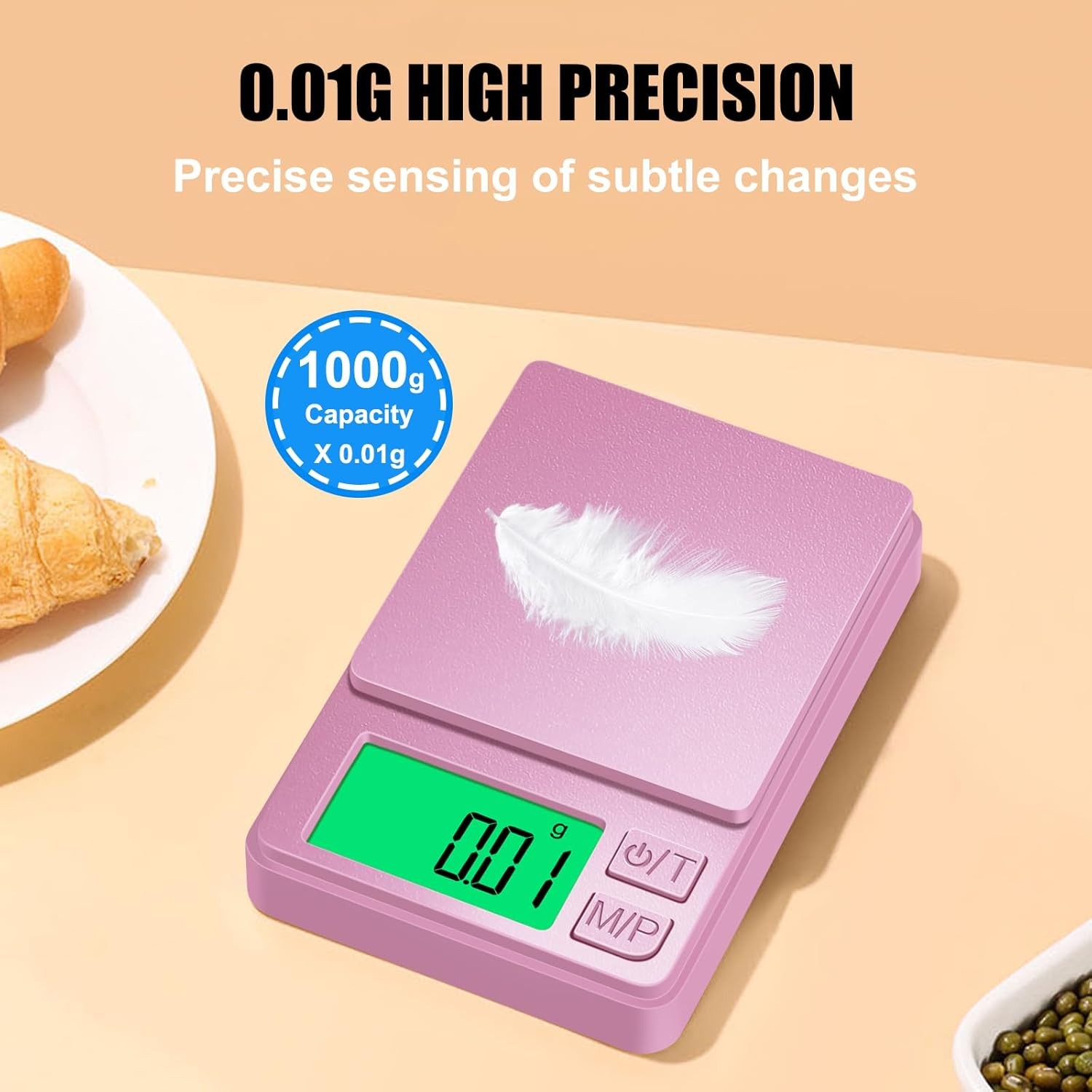 Diyife 1000g Digital Pocket Gram Scale 0.01g Accuracy, Mini Jewelry Scale with P