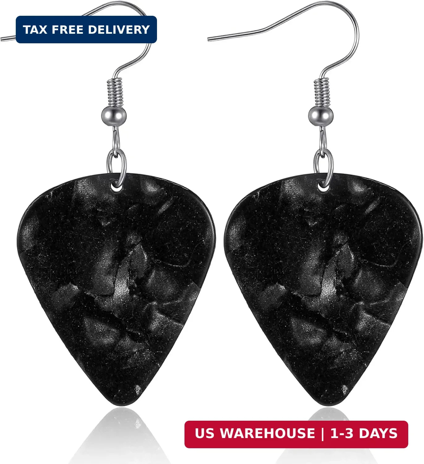 Guitar Pick Earrings, Rock Music Accessories Guitar Earrings Black Y2k Gifts for
