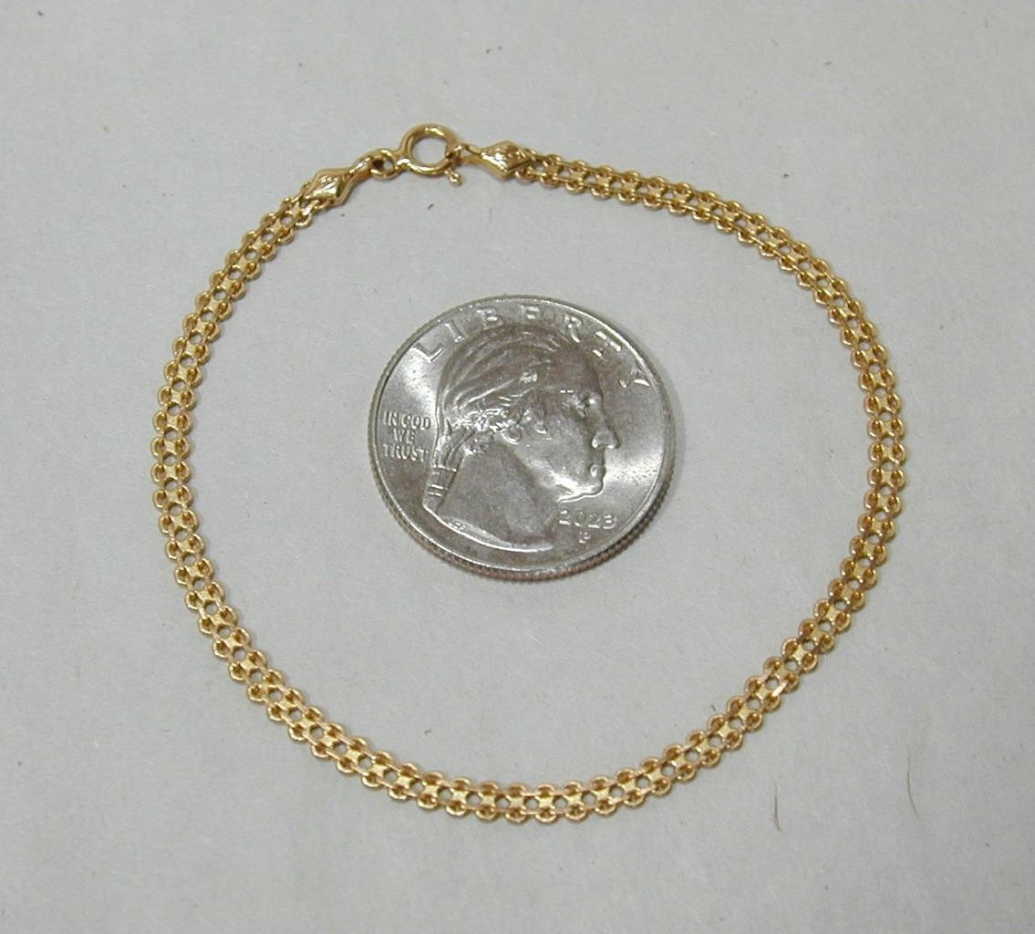 Vintage 14K Yellow Gold Italian 3mm Bismarck Link Chain 7” Bracelet Solid 585