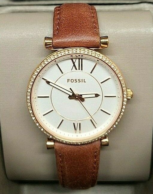 Fossil Carlie Gold Three-Hand Terracotta Leather Watch ES4344