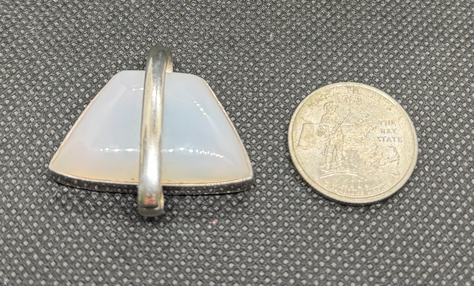 925 Sterling Silver White Opalite Geometric Pendant Modern Statement Charm