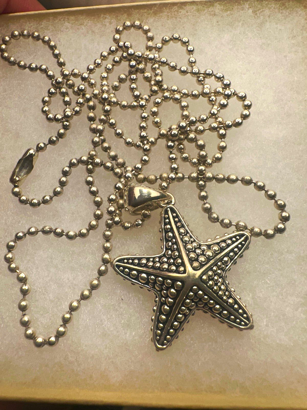 Lagos Signed 925 Sterling Silver Rare Wonders Starfish Ball Chain Necklace