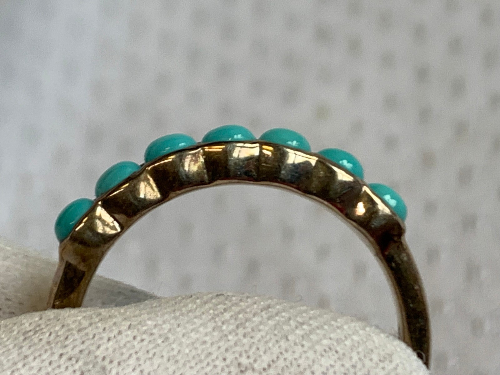 Sterling Silver Ring 2.73g Fine Jewelry Size 7 Band Turquoise Look Stones *READ*