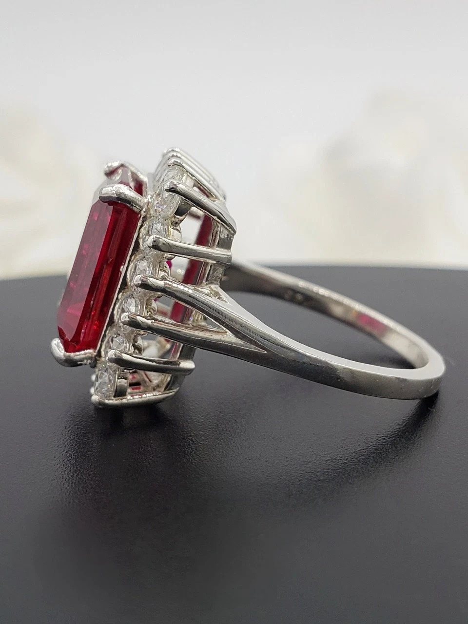 6.80 Ct Emerald Natural Ruby & Diamond Wedding Ring 14K White Gold
