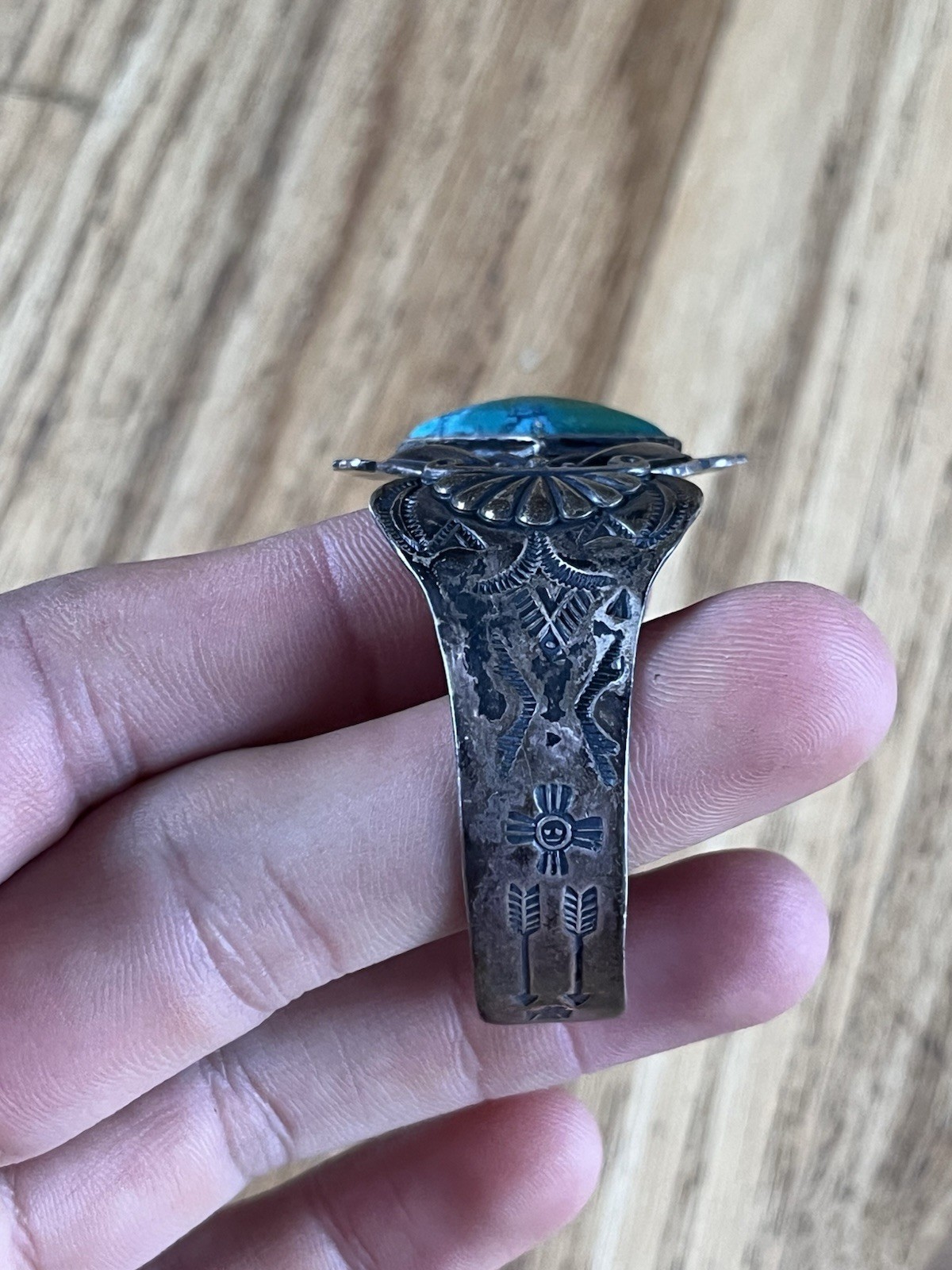 Vintage Maisels Fred Harvey Style Cuff Turquoise Sterling Silver Navajo
