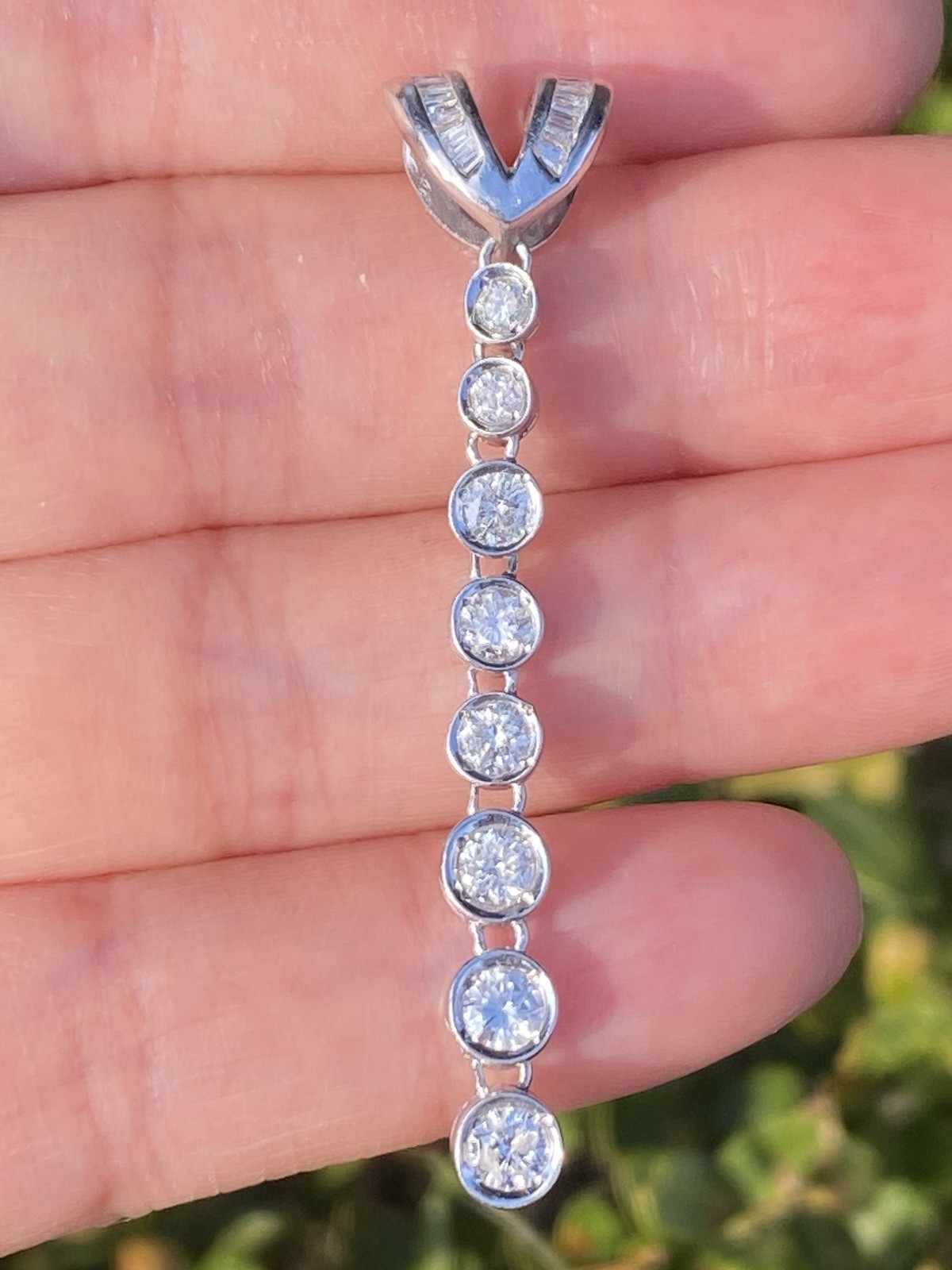 1.00CTW 100% Natural Round Diamond Drop Platinum Pendant