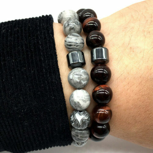 Men Women Natural Round Gemstone Bead Handmade Beads Charm Jewelry 8MM Bracelet