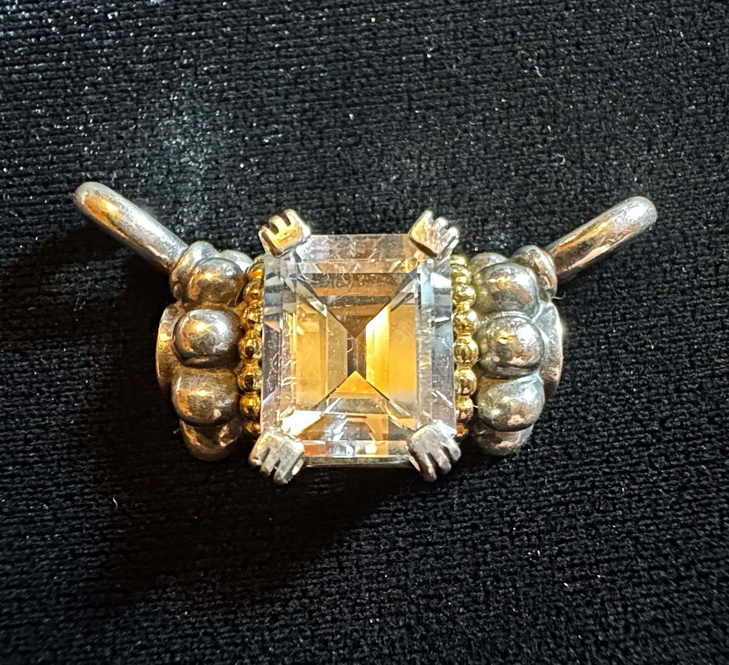 Lagos Caviar 925 Sterling 18K Gold White Topaz Enhancer Pendant 9.5 Grams