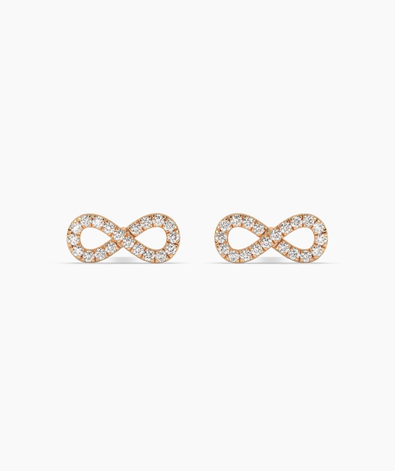Round Cut Lab Grown Diamond 14K Gold Pave Diamond Infinity Symbol Stud Earrings